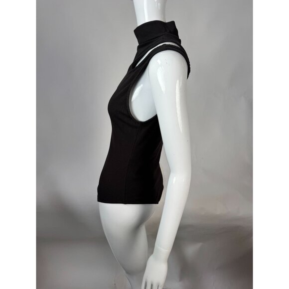 Free People Brown Ribbed LG Cold Shoulder Bodysuit With Mock Neck By Intimately - Picture 4 of 16